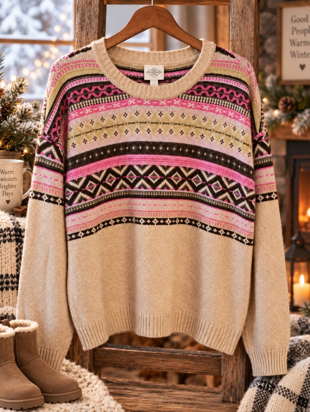 St. John’s Bay XXL Fair Isle Geometric Knit Sweater NWT - Picture 2 of 7